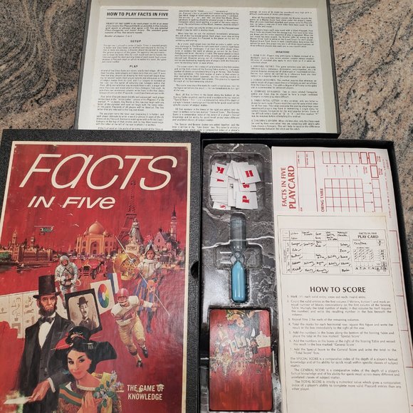 [GREAT Condition] Vintage 1967 "Facts in Five" COMPLETE 3M Bookshelf Game - Picture 4 of 5